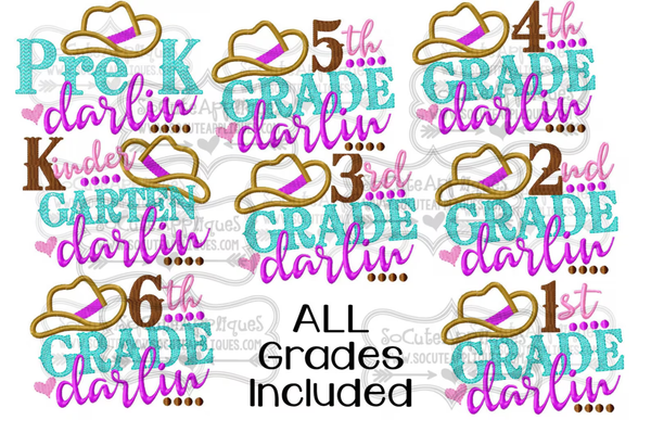 Cowgirl Hat Grade Embroidered Girls Shirt -Back to School Shirt -First Day of School Shirt-Kindergarten 1st Grade 2nd Grade-Graduation Shirt