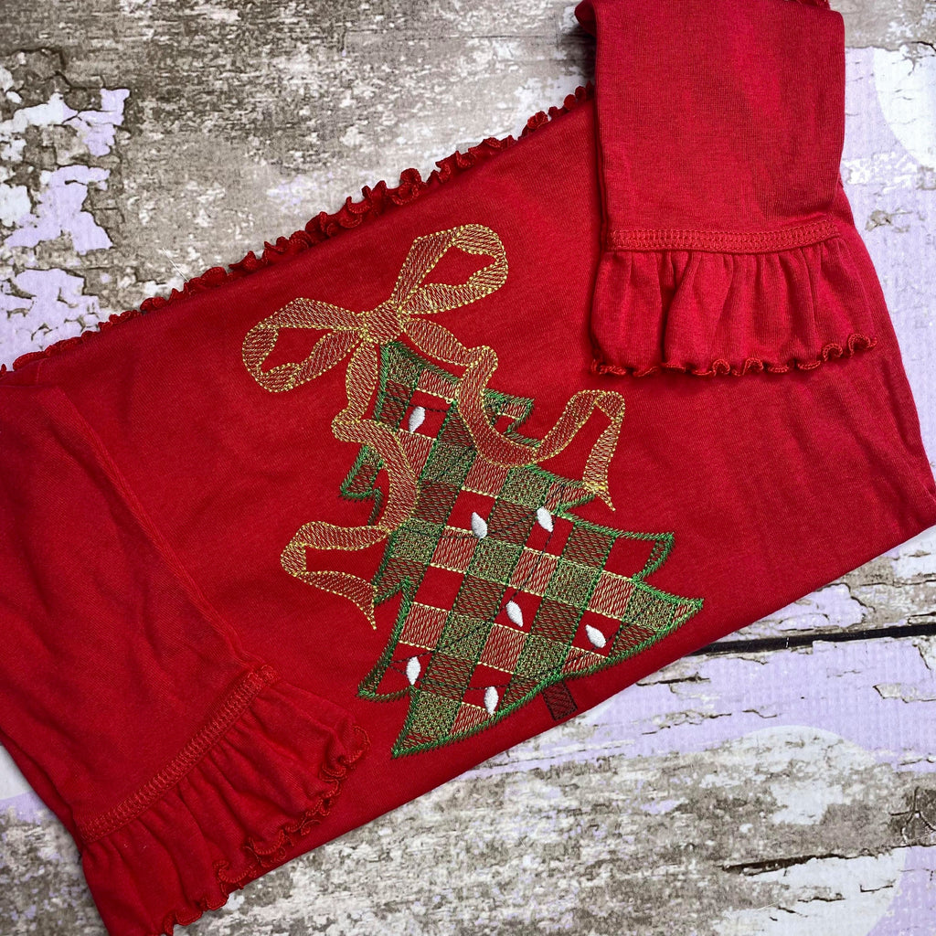 READY TO SHIP, Plaid Christmas Tree Embroidered Christmas Dress-Kids C The Stitching Shed READY TO SHIP, Plaid Christmas Tree Embroidered Christmas Dress-Kids C The Stitching Shed