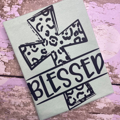 READY TO SHIP, Blessed Cross Screen Print Shirt-Adult Thanksgiving Shirt -Mom Thanksgiving Shirt-Women Thanksgiving Shirt - Fall Shirt