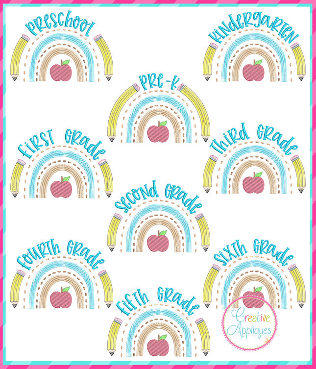 Rainbow Grade Embroidered Girls Shirt -Back to School Shirt -First Day of School Shirt -Kindergarten 1st Grade 2nd Grade -Graduation Shirt