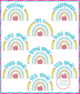 Rainbow Grade Embroidered Girls Shirt -Back to School Shirt -First Day of School Shirt -Kindergarten 1st Grade 2nd Grade -Graduation Shirt