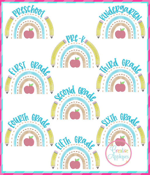 Rainbow Grade Embroidered Girls Shirt -Back to School Shirt -First Day of School Shirt -Kindergarten 1st Grade 2nd Grade -Graduation Shirt