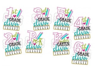 Pre-K Diva Embroidered Girls Shirt -Back to School Shirt -First Day of School Shirt -Kindergarten 1st Grade 2nd Grade -Graduation Shirt