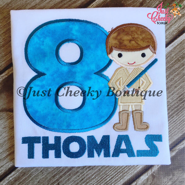 Luke Skywalker - Lightsaber - Star Wars Inspired - Kids Embroidered Shirt - Force Friday Shirt - Star Wars Birthday Shirt