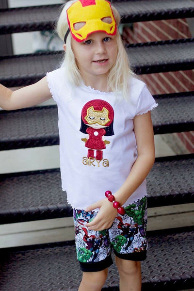 Iron Girl - Iron Man -  Super Hero Cutie Embroidered Shirt - Avengers