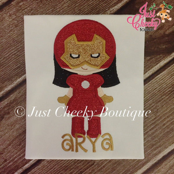 Iron Girl - Iron Man -  Super Hero Cutie Embroidered Shirt - Avengers