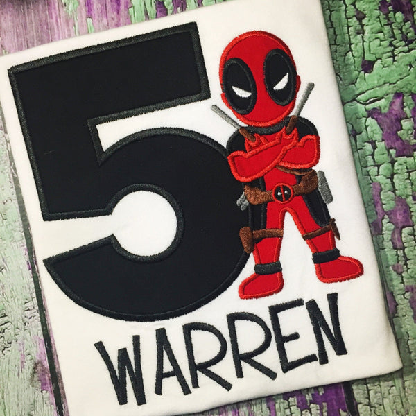 Deadpool Shirt - Embroidered Shirt - Deadpool Birthday Shirt - Marvel Comics - Antihero Shirt - Superhero Shirt - Birthday Shirt