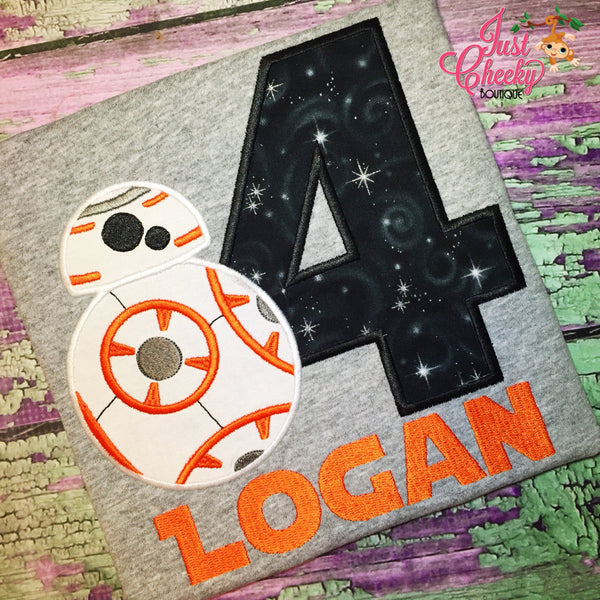 BB8 Inspired Birthday Shirt - Star Wars Inspired - Kids Embroidered Shirt - Force Friday Shirt -Star Wars Birthday Shirt -BB8 Birthday Shirt