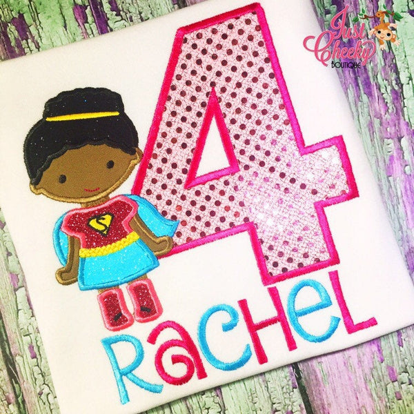 Super Girl Inspired Cutie Birthday Shirt - Superhero Embroidered Shirt - Superhero Birthday - Supergirl Birthday Shirt