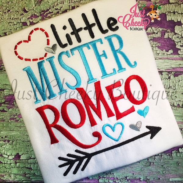 Little Mister Romeo -  Valentine's Day Embroidered Shirt - Girls Valentine's  Shirt - Boys Valentine's Shirt - February 14