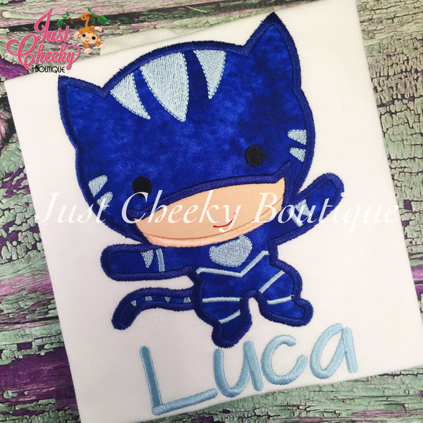 Catboy PJ Masks Inspired Embroidered Shirt - Pj Masks Birthday Shirt - Bedtime Heroes Birthday Shirt - Disney Jr - PJ Masks Party