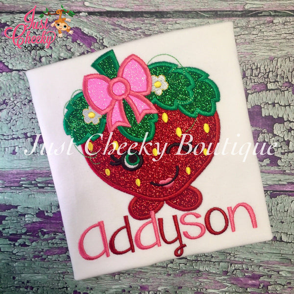 Strawberry Kiss - Shopkins Inspired Embroidered Shirt - Shopville - Shopkins Girls Shirt - Shopkins Birthday Shirt