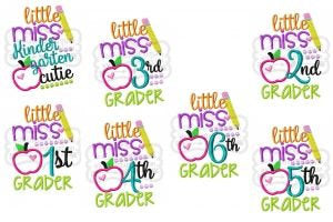 Little Miss Grade Embroidered Girls Shirt -Back to School Shirt -First Day of School Shirt-Kindergarten 1st Grade 2nd Grade-Graduation Shirt