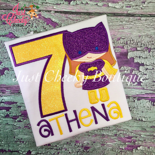 Batgirl Inspired Cutie Birthday Shirt - Batgirl Embroidered Shirt - Superhero Birthday - Batgirl Birthday Shirt
