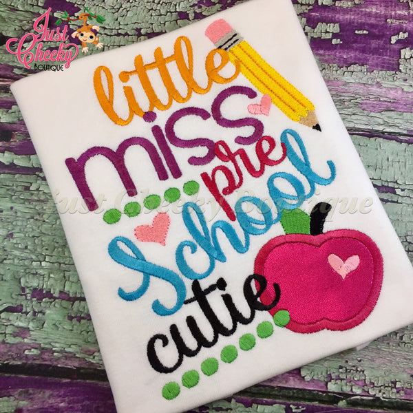 Little Miss Grade Embroidered Girls Shirt -Back to School Shirt -First Day of School Shirt-Kindergarten 1st Grade 2nd Grade-Graduation Shirt