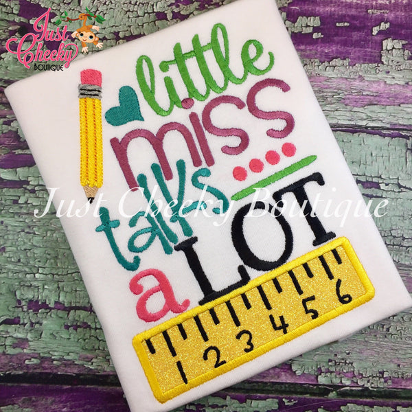 Little Miss Talks a Lot  - Back to School Shirt - First Day of School Shirt - School Bus -Kindergarten 1st Grade 2nd Grade -Graduation Shirt
