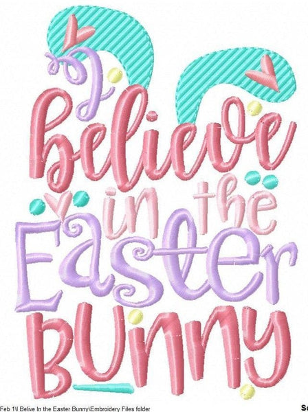 SAMPLE SALE, I Believe In The Easter Bunny-Kids Easter Embroidered Shirt-Girls Easter Shirt-Boys Easter Shirt -Easter Sunday