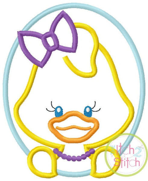 SAMPLE SALE, Oval Duck Girl- Kids Easter Embroidered Shirt -Girls Easter Shirt -Boys Easter Shirt  -Easter Sunday