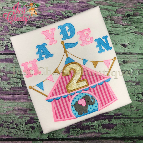 Circus Tent embroidered shirt - Circus Birthday Shirt - Circus Elephant Birthday Shirt - Ringleader