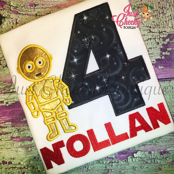 Gold Droid Cutie - C-3PO Birthday Shirt - Star Wars Inspired - May the 4th - The Force Awakens - Star Wars Birthday Shirt - C3PO