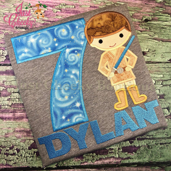 Luke Skywalker - Lightsaber - Star Wars Inspired - Kids Embroidered Shirt - Force Friday Shirt - Star Wars Birthday Shirt