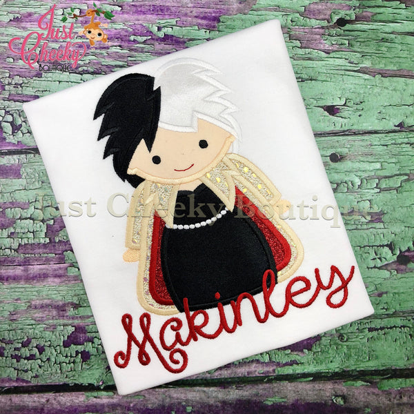 Cruella De Vil Cutie Inspired Embroidered Shirt - Disney Villains Girls Shirt - Disney 101 Dalmatians Birthday Shirt