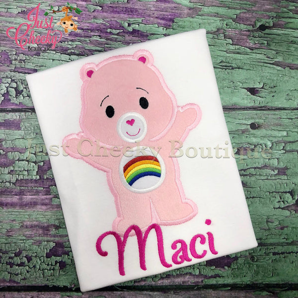 Cheer Bear - Care Bears Inspired Embroidered Shirt - Kids Embroidered Shirt -