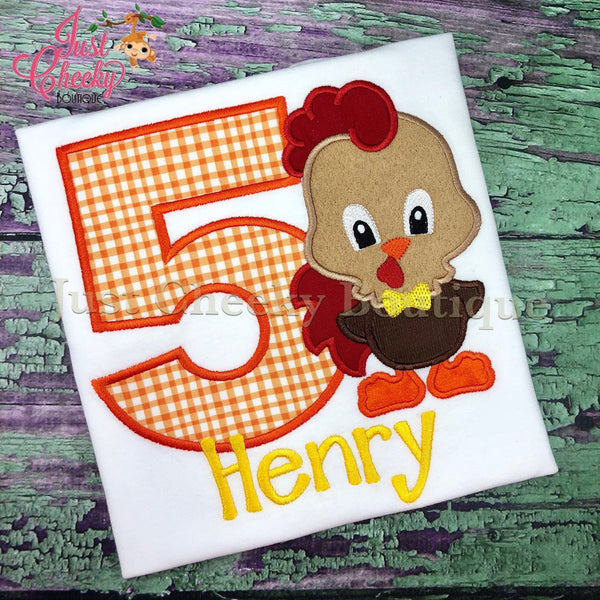 Boy Rooster Farm Animal Birthday Shirt- Kids Farm Embroidered Shirt -Girls Farm Shirt -Boys Farm Shirt- Park Shirt - Boys Chicken Shirt