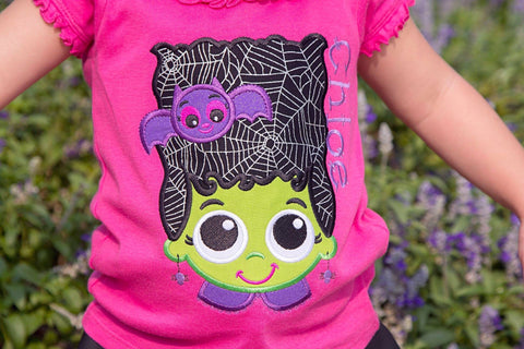 Franken Girl Embroidered Halloween Shirt - Kids Halloween Shirt - Girls Halloween Shirt - Fall Shirt - Frankenstein