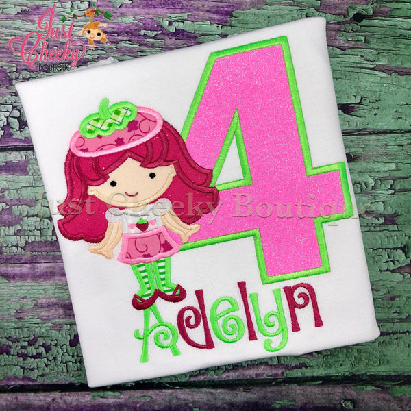 Fruit Cutie as Strawberry Shortcake Embroidered Shirt - Strawberry Shortcake Birthday Shirt - Custard -