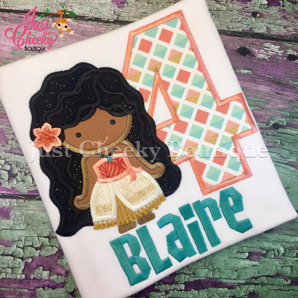 Moana Inspired Embroidered Shirt - Moana Birthday Shirt - Disney Princess Shirt - Disney Vacation - 1st Disney Trip - Moana Birthday Outfit