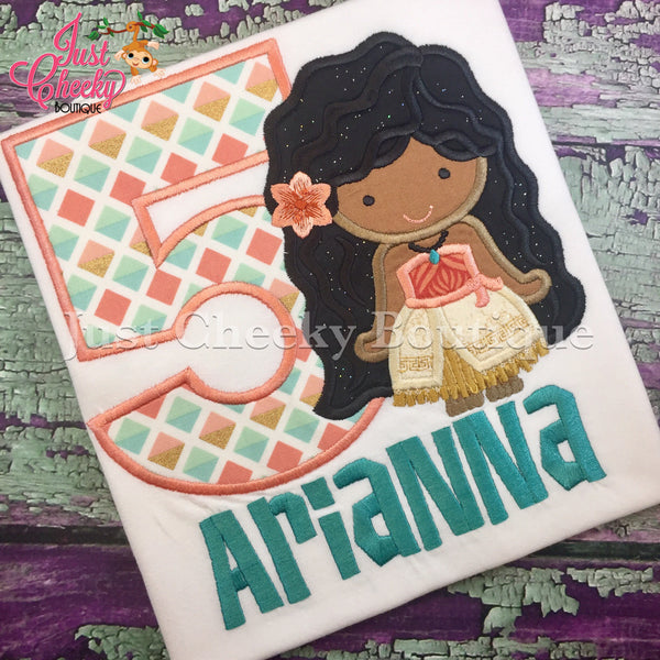 Moana Inspired Embroidered Shirt - Moana Birthday Shirt - Disney Princess Shirt - Disney Vacation - 1st Disney Trip - Moana Birthday Outfit