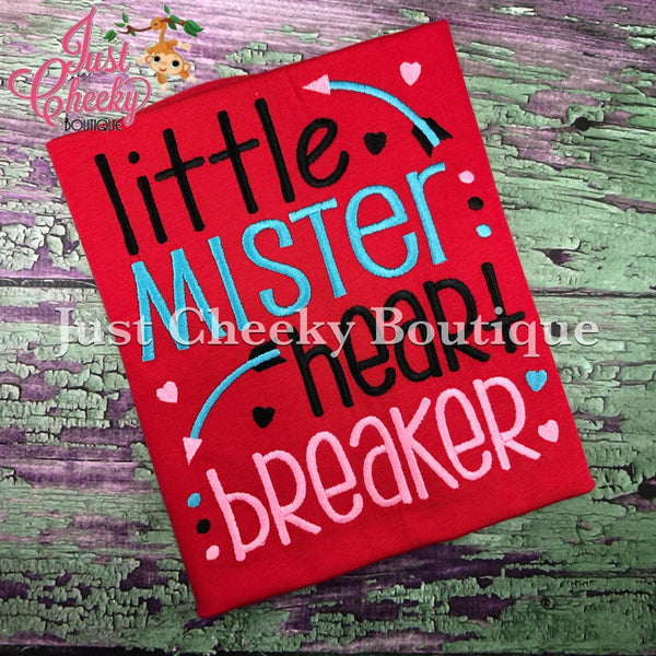 Little Mister Heart Breaker -  Valentine's Day Embroidered Shirt - Girls Valentine's  Shirt - Boys Valentine's Shirt - February 14