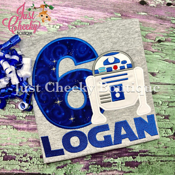 R2D2 Inspired - Star Wars Inspired - Kids Embroidered Shirt - Force Friday Shirt - The Force Awakens - Star Wars Birthday Shirt