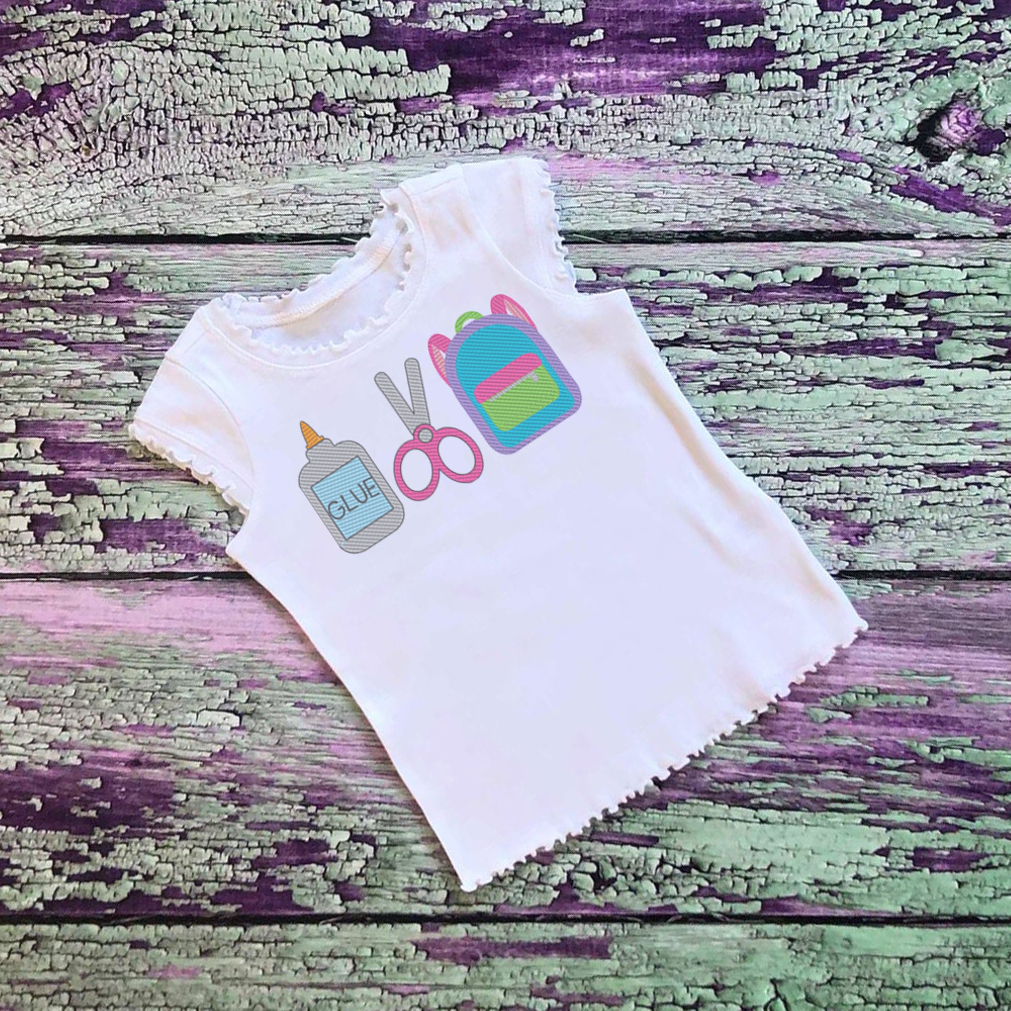 SAMPLE SALE, Sketch School Supplies Embroidered Shirt | Back to School Shirt | Boys First Day of School Shirt | Girls First Day of School