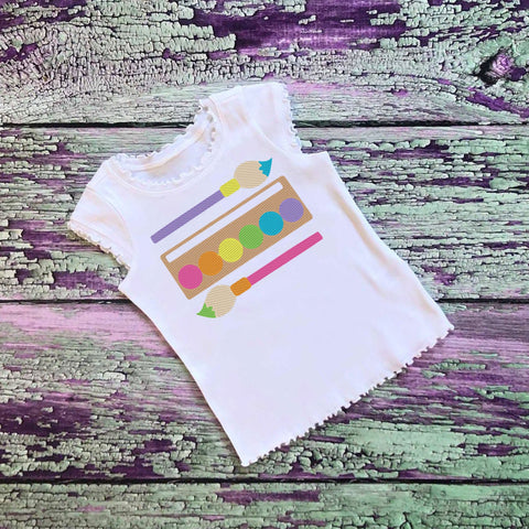 SAMPLE SALE, Sketch Paint Palette Embroidered Shirt | Back to School Shirt | Boys First Day of School Shirt | Girls First Day of School