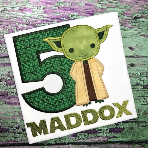 Yoda - Star Wars Inspired - Kids Embroidered Shirt -  May the Force Be With You - Force Friday Shirt - Star Wars Birthday Shirt