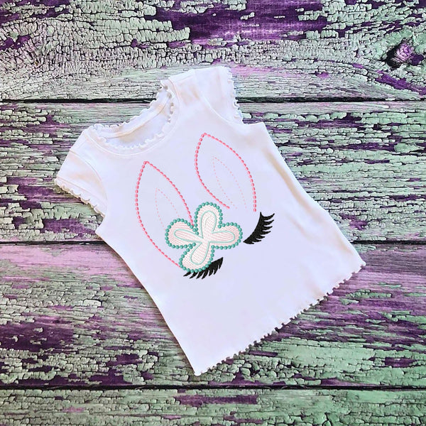 SAMPLE SALE, Bunny Face - Kids Easter Embroidered Shirt -Girls Easter Shirt -Boys Easter Shirt  -Easter Sunday