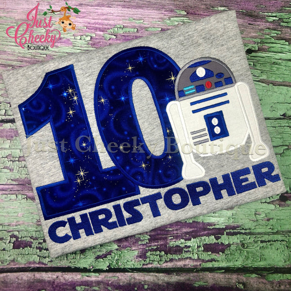 R2D2 Inspired - Star Wars Inspired - Kids Embroidered Shirt - Force Friday Shirt - The Force Awakens - Star Wars Birthday Shirt