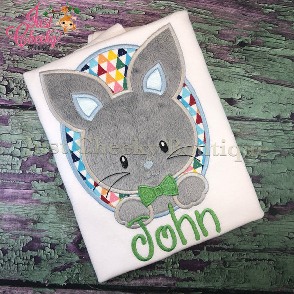 Oval Bunny Boy - Kids Easter Embroidered Shirt -Girls Easter Shirt -Boys Easter Shirt  -Easter Sunday