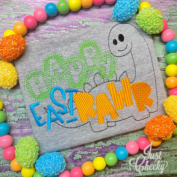 Happy East Rawr - Kids Easter Embroidered Shirt -Girls Easter Shirt -Boys Easter Shirt  -Easter Sunday - Easter Dinosaur