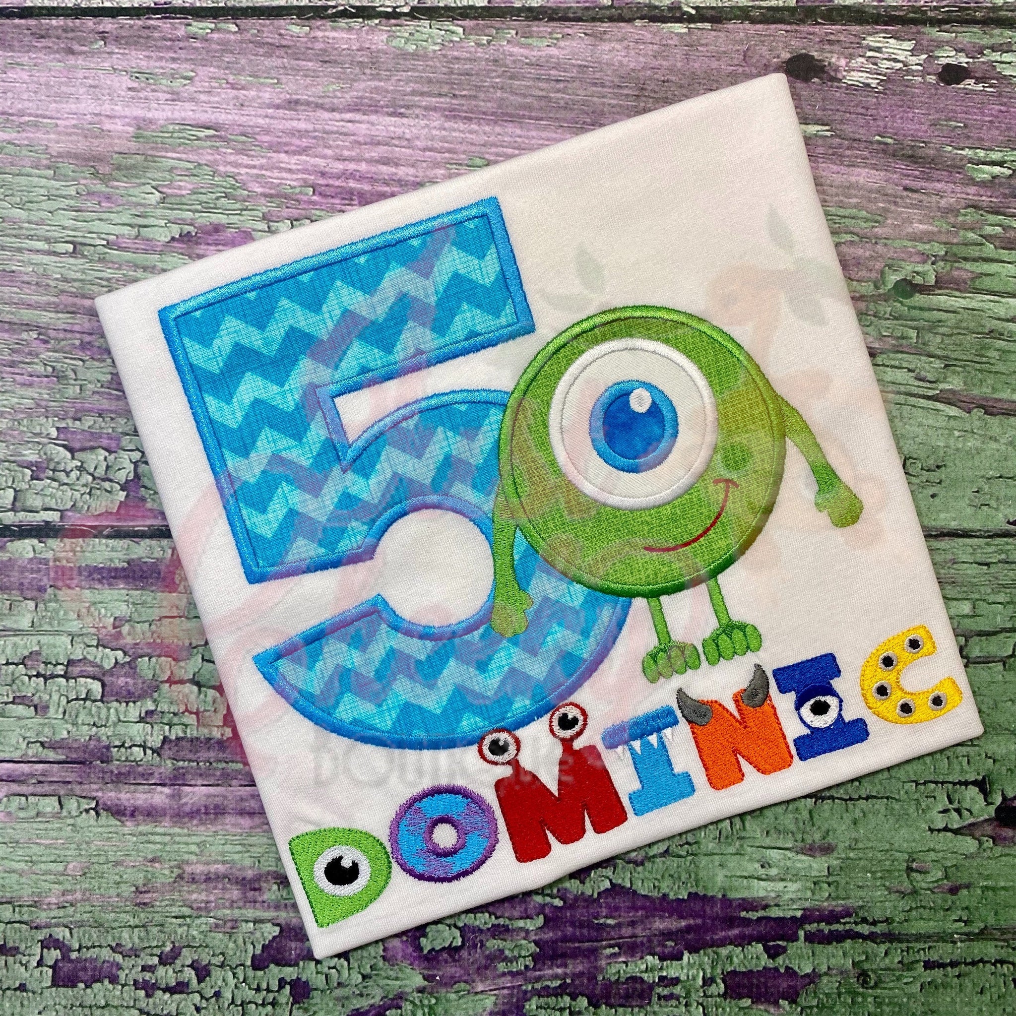 One Eyed Monster Cutie as Mike Wazowski Embroidered Shirt - Monsters Inc Birthday Shirt - Silly - Boo - Celia - Monsters University - Scare