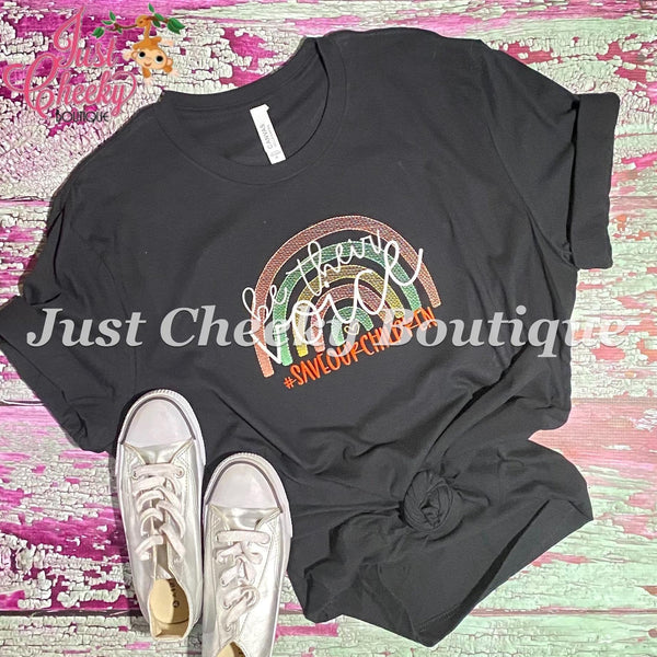 Save Our Children-End Human Trafficking Screen Print Shirt-Save the Children Shirt-Save The Kids-Save Our Children-Sex Trafficking-Rainbow