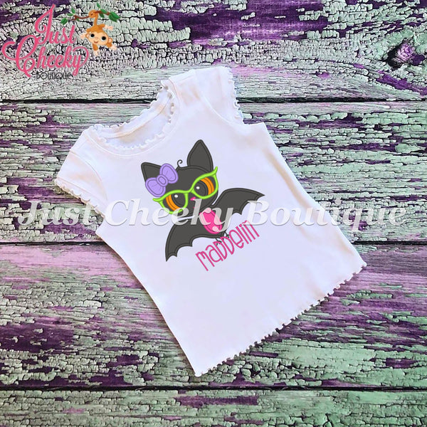 SAMPLE SALE, Girl Bat Embroidered Halloween Shirt - Boys Halloween Shirt - Girls Halloween Shirt - Fall Shirt - Autumn Shirt
