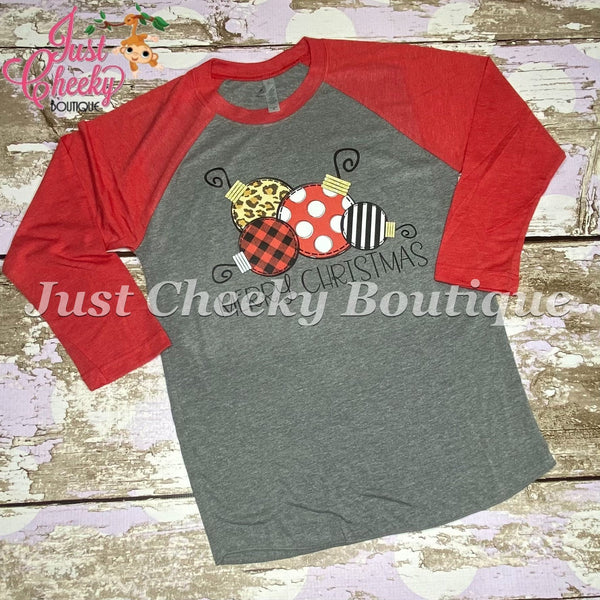 READY TO SHIP, Merry Christmas Ornaments Screen Print Shirt-Adult Christmas Shirt-Mom Christmas Shirt-Women Christmas Shirt-Ornaments