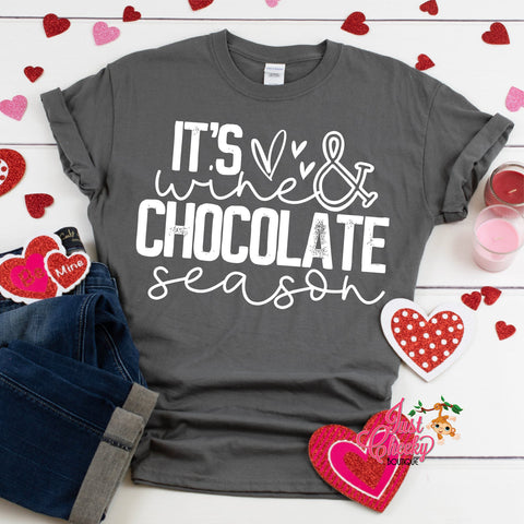 It's Chocolate and Wine Season Shirt-Mom Shirt-Valentine's Day Shirt-February 14 Shirt-Cupid Shirt-Leopard Print Shirt-