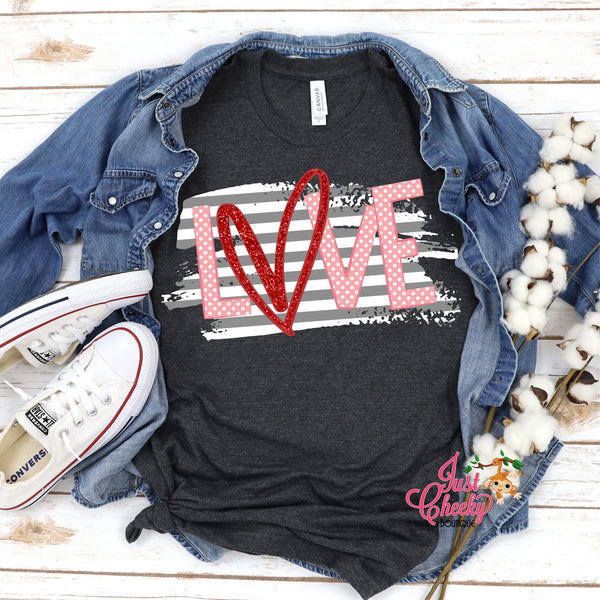Love Heart Shirt-Mom Shirt-Valentine's Day Shirt-February 14 Shirt-Cupid Shirt-Leopard Print Shirt-Black and White Stripe