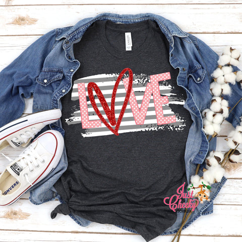 Love Heart Shirt-Mom Shirt-Valentine's Day Shirt-February 14 Shirt-Cupid Shirt-Leopard Print Shirt-Black and White Stripe