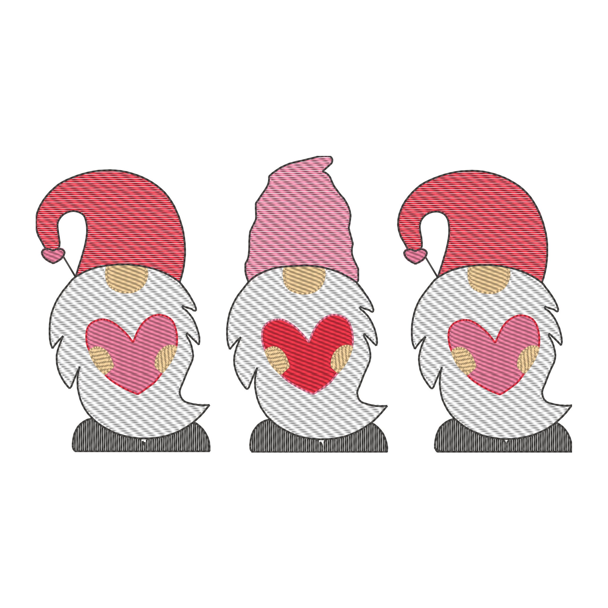 SAMPLE SALE, Gnome Heart Trio - Valentine's Day Embroidered Shirt - Girls Valentine's  Shirt - Boys Valentine's Shirt - February 14