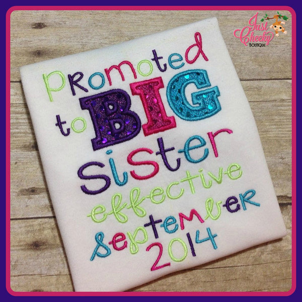 Promoted to Big Sister Embroidered Shirt - Big Sister - Sibling Shirt - Pregnancy Announcement - Big Sister To Be